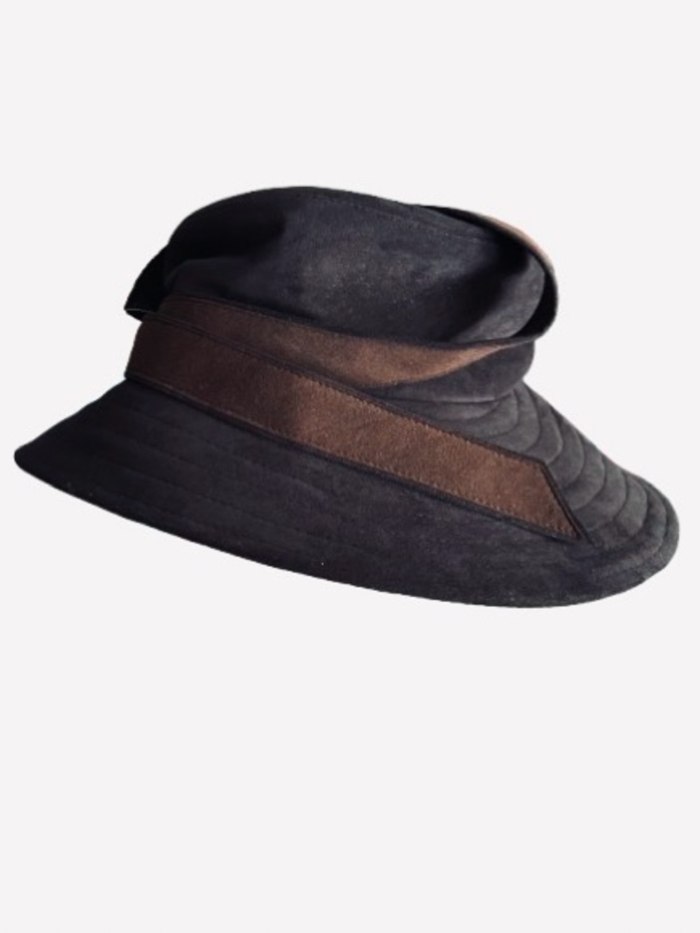 Vintage ERIC JAVITS Hat Weatherproof Fabric Brown Black 60s 70s - Picture 4 of 16